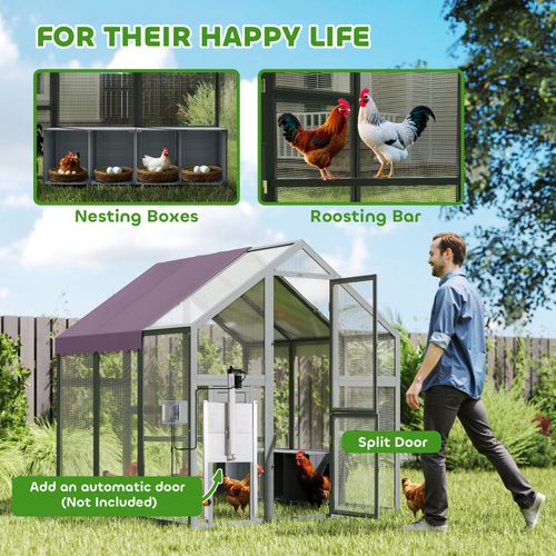 PawHut Large Walk In Chicken Run for 6-8 Poultries, 1.7 x 1.8 x 1.8 m