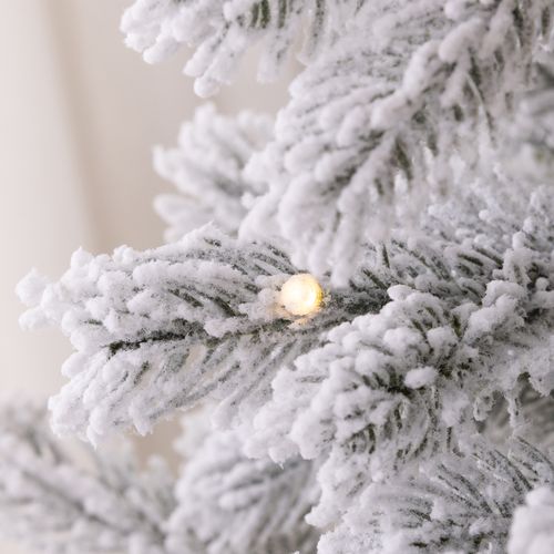 HOMCOM 6 Ft Artificial Christmas Tree with Realistic Snow Branches, LED Lights