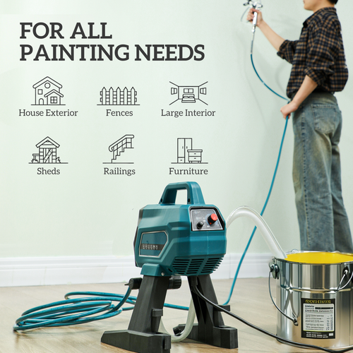 HOMCOM Airless Paint Sprayer, Wall Spray Gun for DIY Painting, 200 Bar