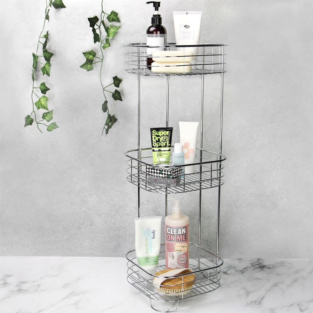 Stylish & Practical 3-Tier Shower Caddy | Rust-Resistant Steel | Easy Setup | Maison & White