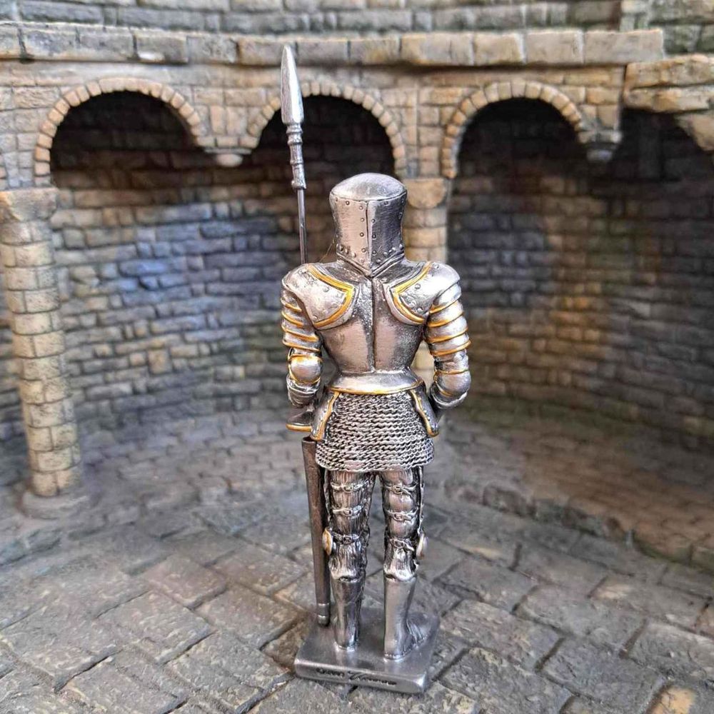 Jousting Knight Solid Metal Sculpture 13.5cm height Figure