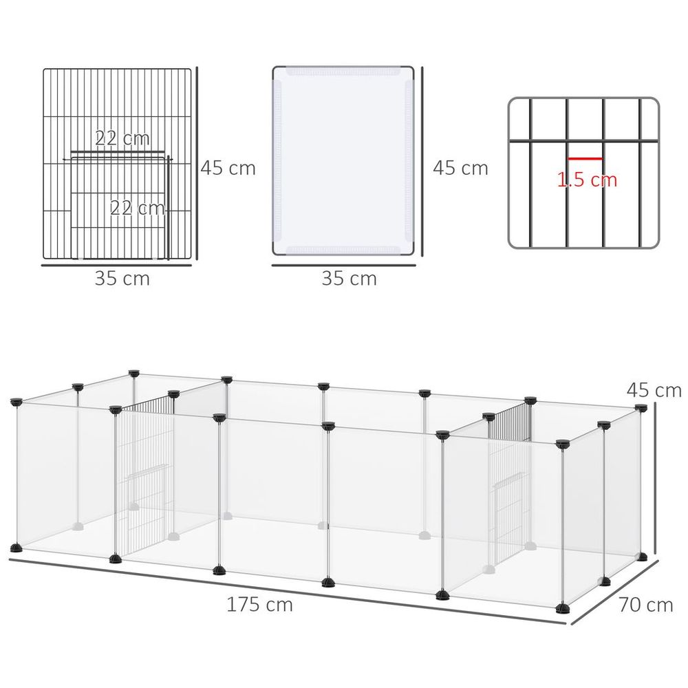 PawHut Pet Playpen, 18 Panels DIY Small Animal Cage for Guinea Pigs Hedgehogs