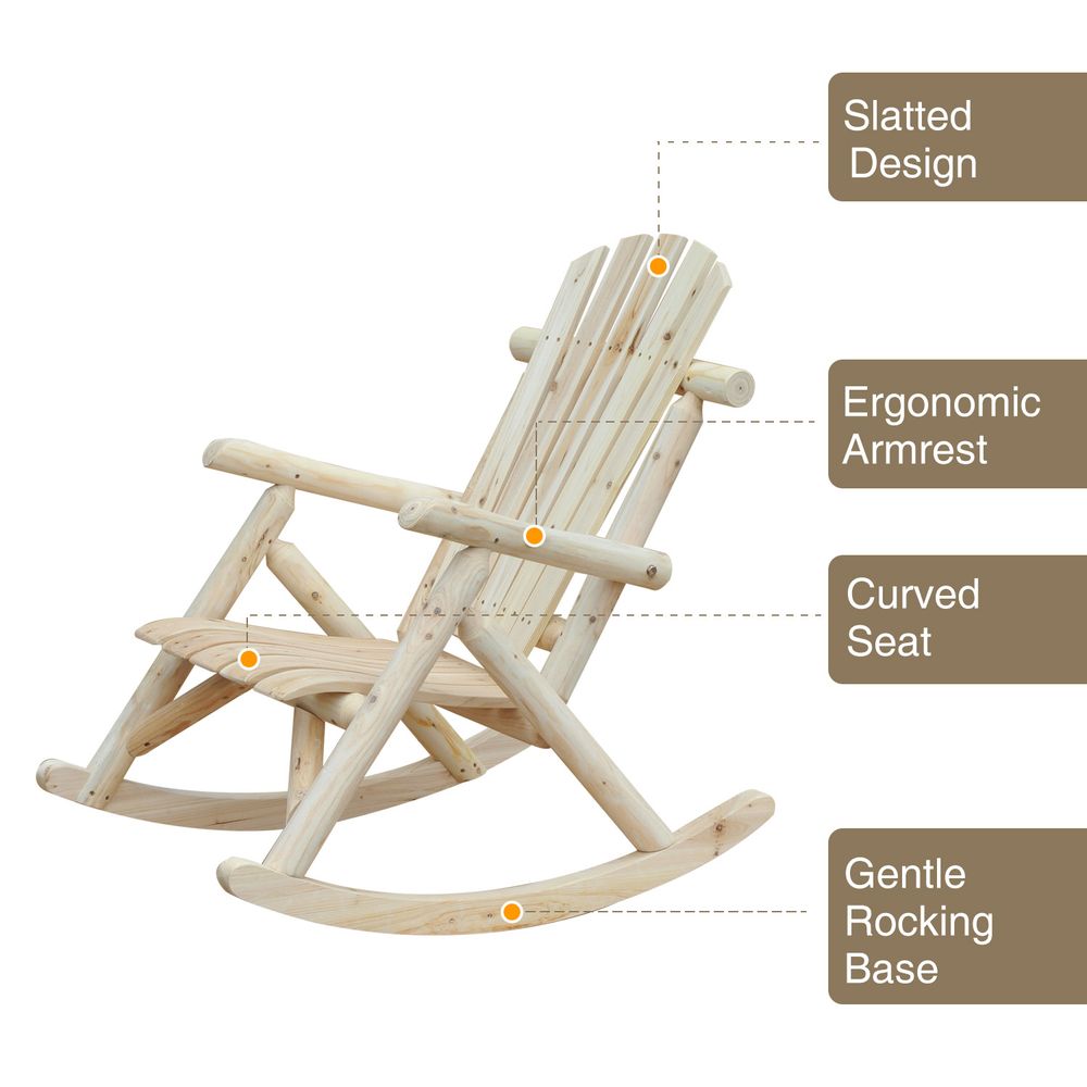 Premium Cedar Wood Rocking Armchair, 96Lx66Wx98H cm
