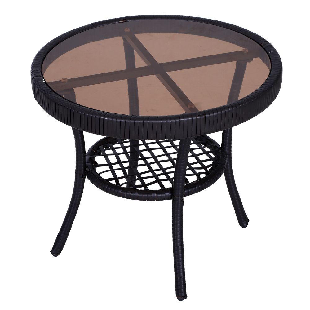 Outdoor Rocking Chair Bistro Set - 3PCS - Brown/Cream - Free Cushions