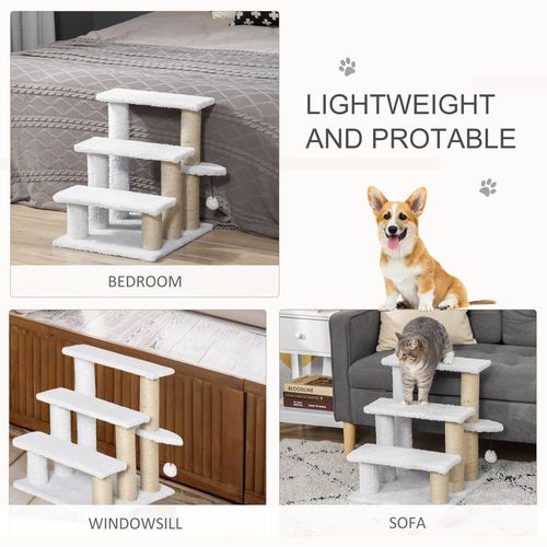PawHut Pet Stair with 4-step Climb Ladder, Scratching Posts