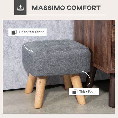 HOMCOM Modern Footstool, Fabric Foot Rest with Rubber Wood Legs