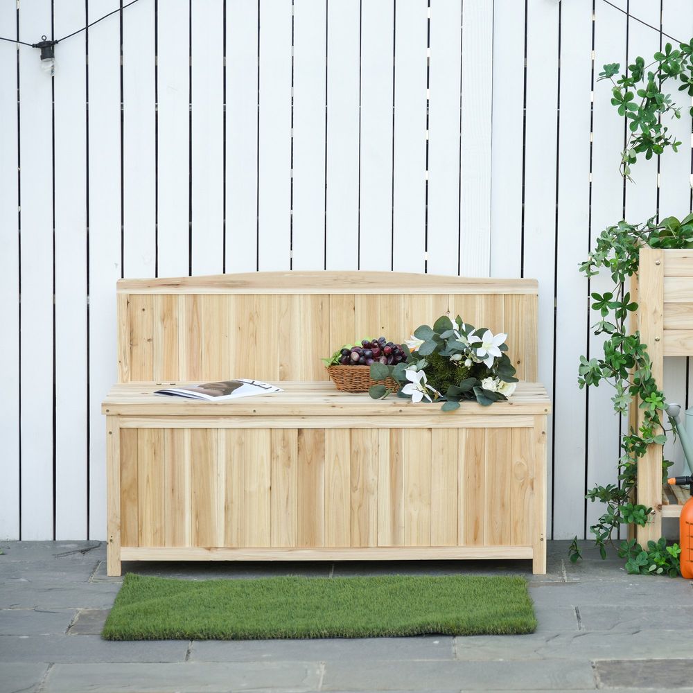 Outdoor Garden Bench & Storage: Wood Deck Seating & Arch Design