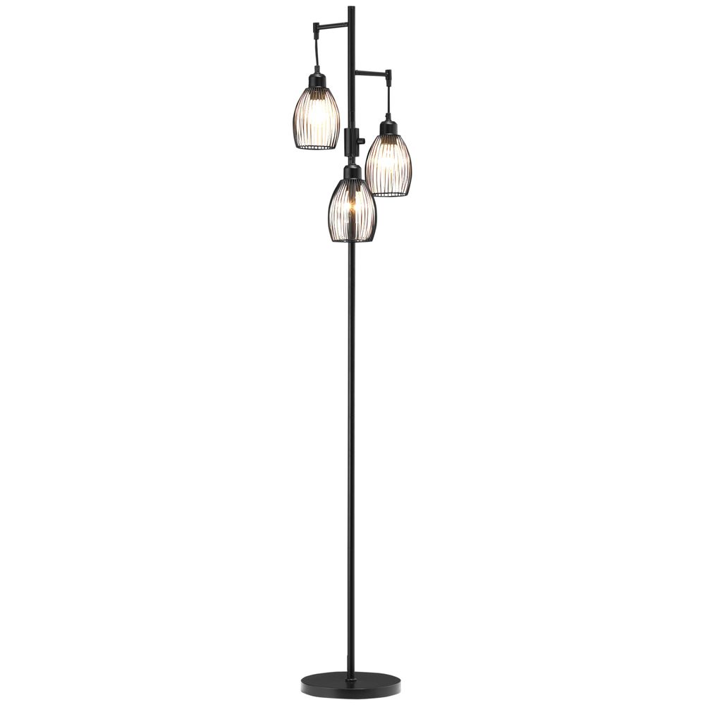Industrial 3-Light Floor Lamp, Dimmable Black, 170cm