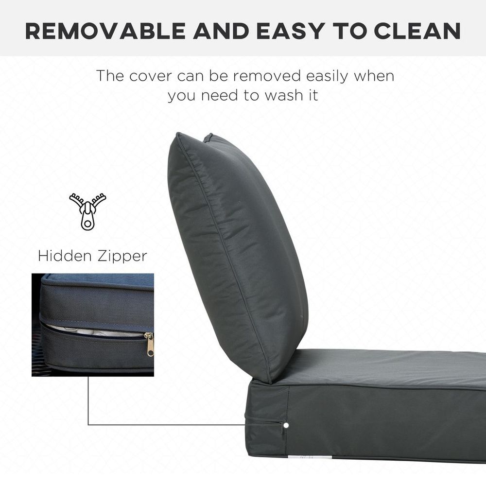 Outsunny Deep Seat Cushion Set - Grey, Removable/Washable Covers