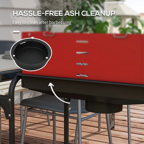Outsunny Charcoal Barbecue BBQ Grill Trolley W/ 5-level Grill Height Ash Catcher
