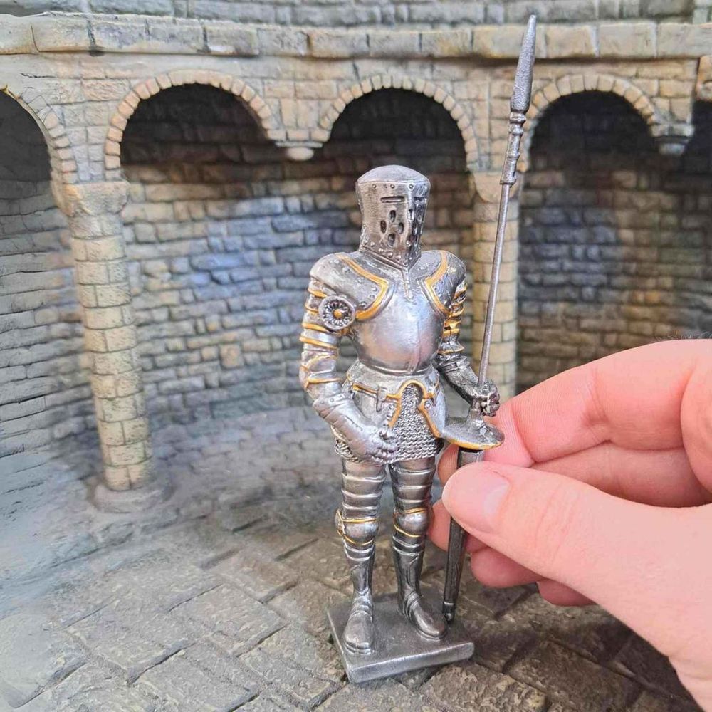 Jousting Knight Solid Metal Sculpture 13.5cm height Figure