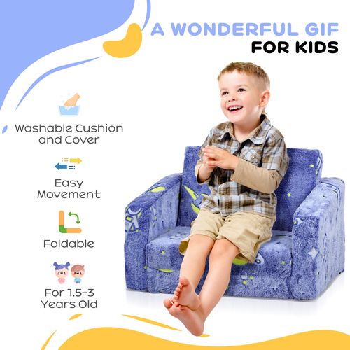 AIYAPLAY 2 in 1 Kids Folding Bed with Glow in The Dark Cosmic Design