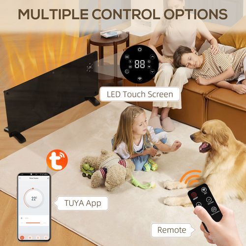 HOMCOM 1500W Electric Space Heater Radiator Wifi Smart App 24Hr 7 Day Timer