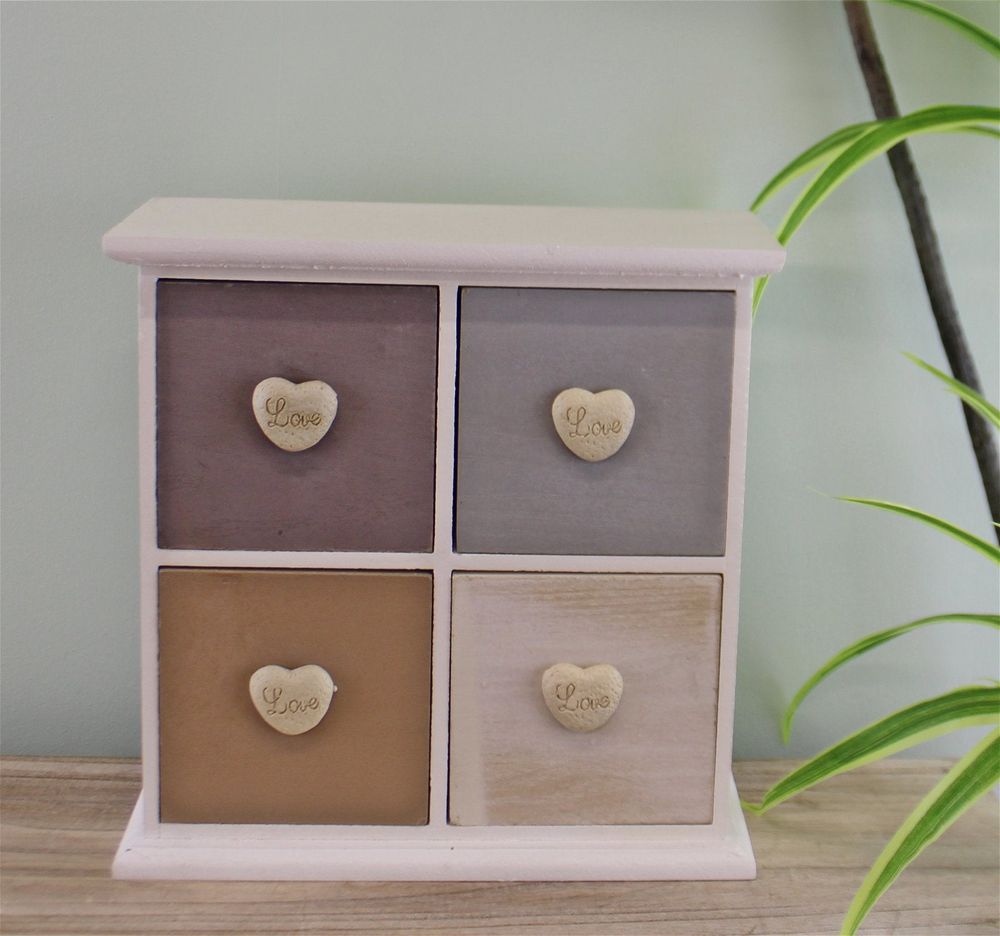 Premium Love Heart Trinket Drawers - White & Neutral Colours - High Quality