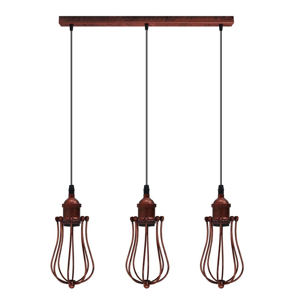Vintage Red Rustic Pendant Light - Industrial Style Metal Ballon Cage Lamp - High Quality E27 Fitting - Perfect for Any Room