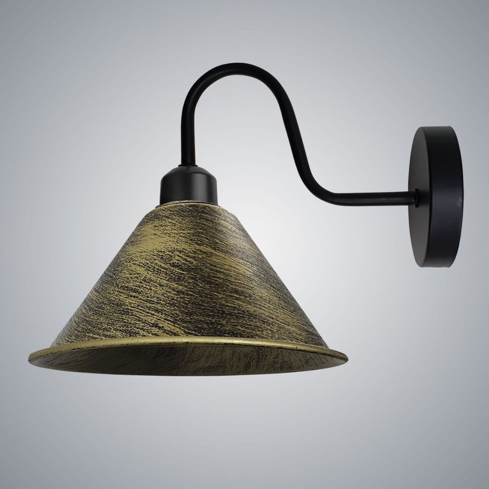 Brushed Brass Vintage Wall Light Fixture - Black Wall Sconce - E27 Base - High-Quality Craftsmanship