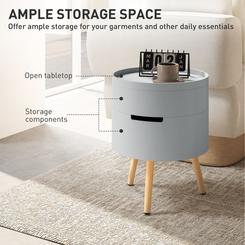 HOMCOM Side Coffee Table End Desk Night Stand w/ Detachable Tray, Grey