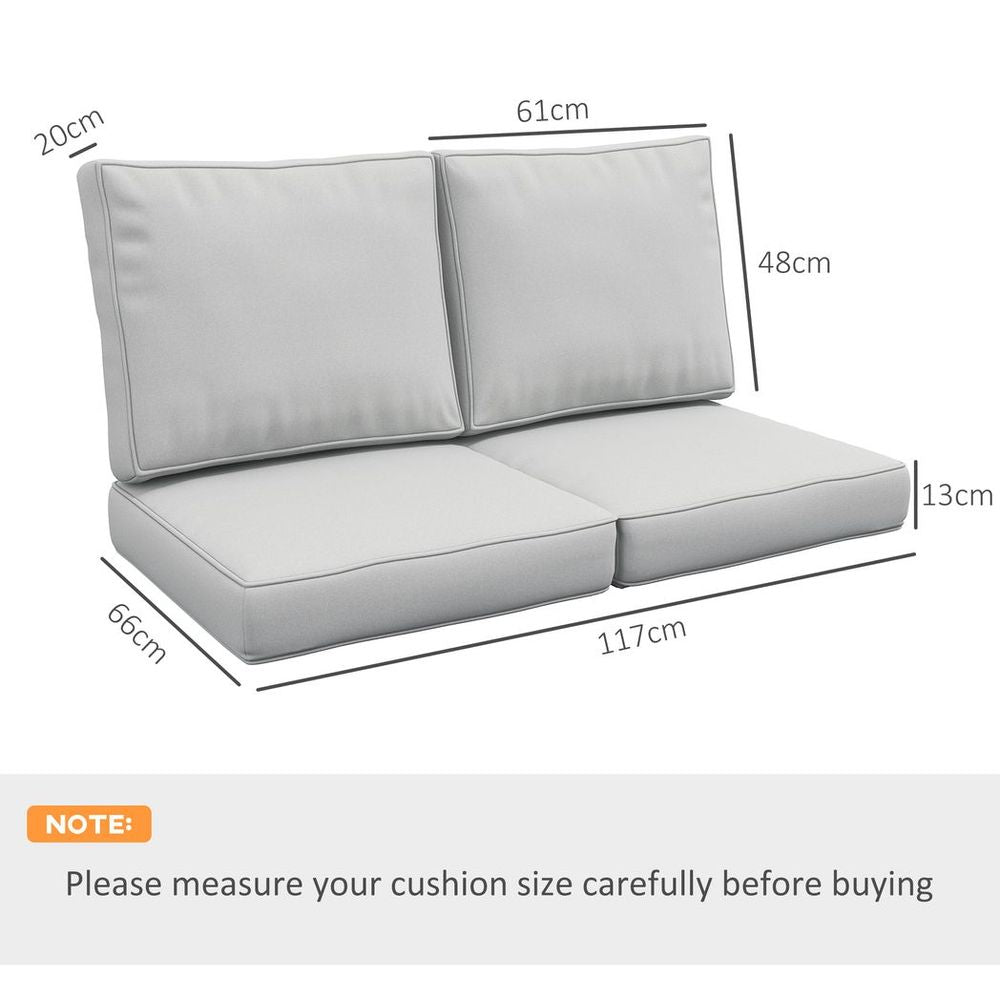 Premium Outsunny 2-Seater Outdoor Seat Cushion Set - High Quality, Light Grey