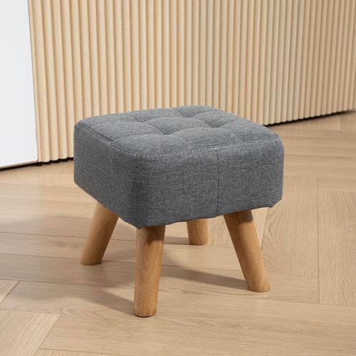 HOMCOM Modern Footstool, Fabric Foot Rest with Rubber Wood Legs