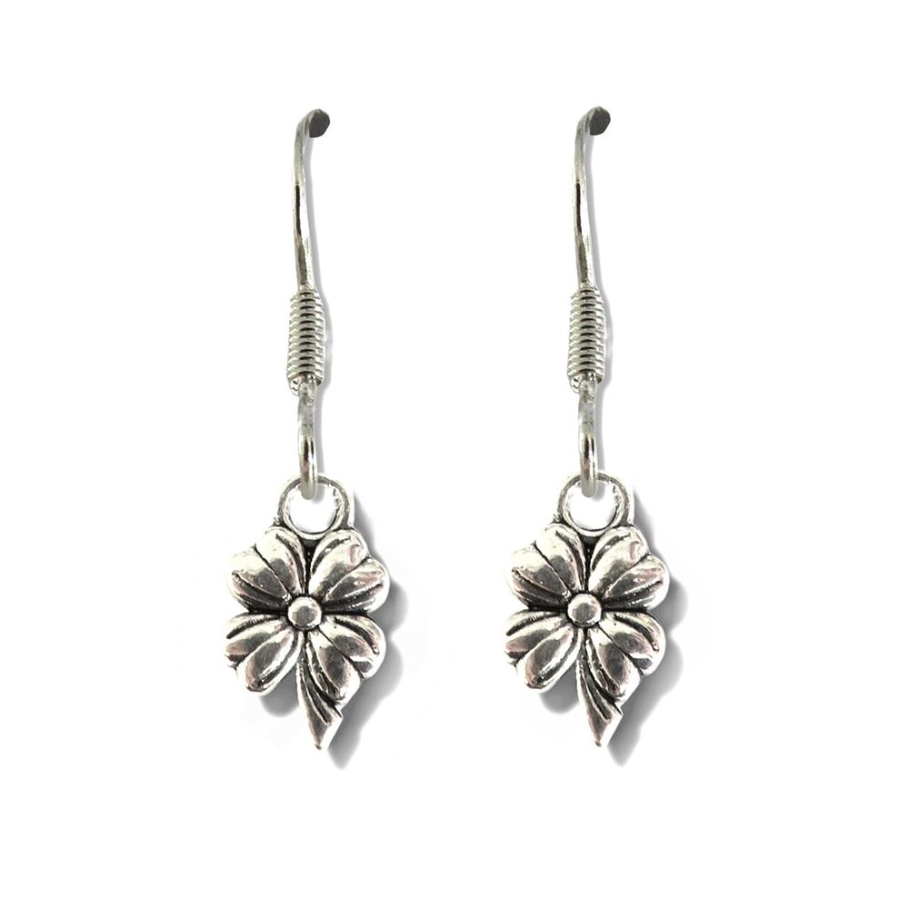 Premium Silver Flower Drop Earrings