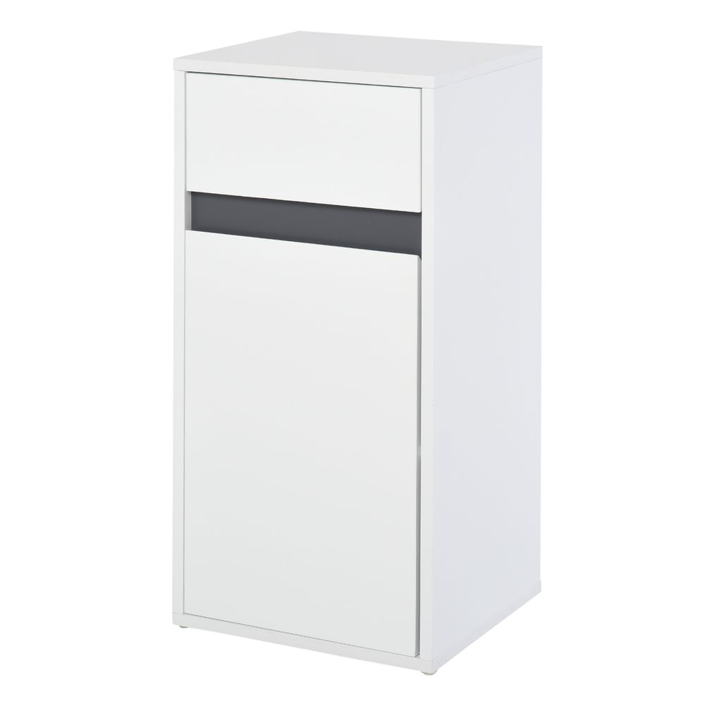 HOMCOM Modern Minimalistic Bathroom Storage Cabinet w/Drawer Cupboard Adjustable Shelf Door Home Organiser Sleek Beautiful Freestanding Compact White
