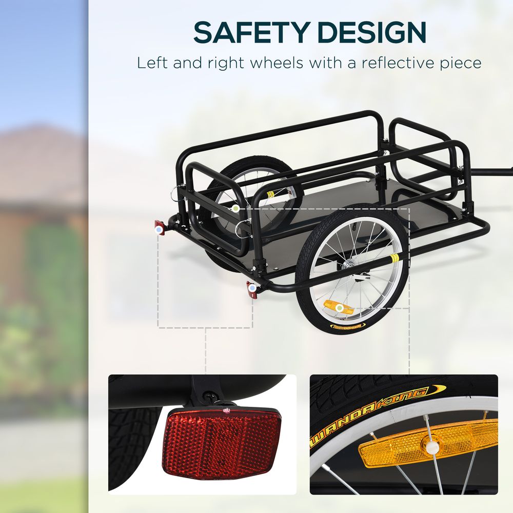 Folding Bike Cargo Trailer Extra Storage Carrier-Black
