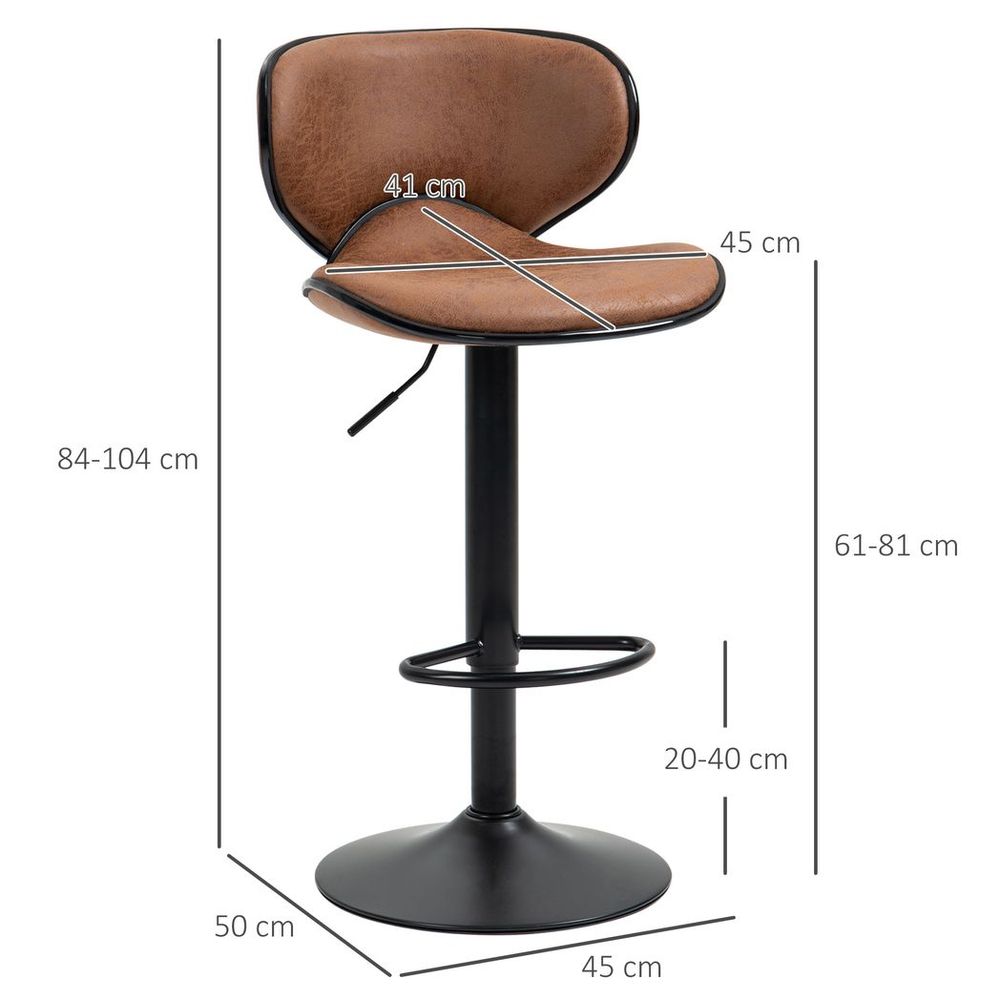 Vintage 2-Piece Microfiber Bar Stool Set | Adjustable Height Armless Chairs | High Quality & Stylish