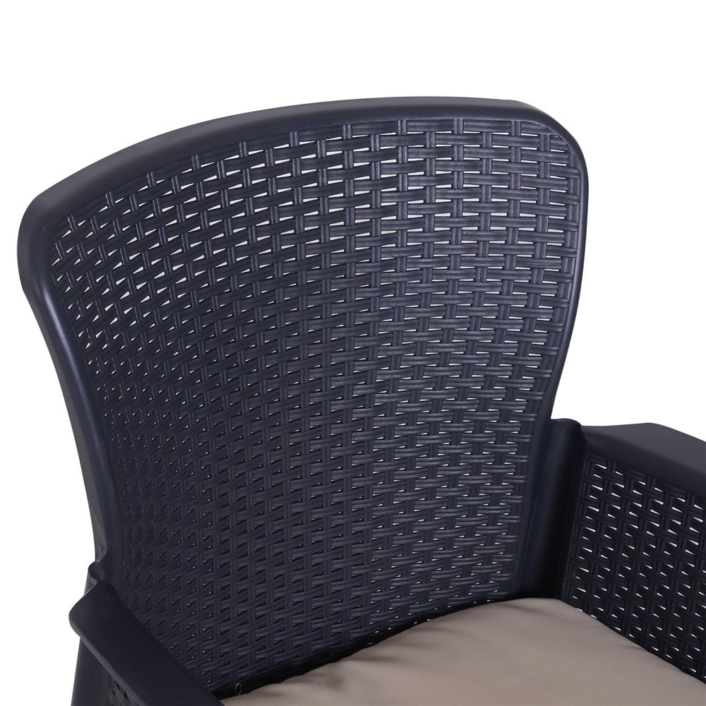 High Load Patio Coffee Set | 3-PCS Rattan Chair, Table & Cushion | Garden Gathering Furniture