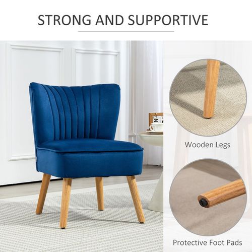 HOMCOM Velvet Accent Chair Occasional Tub Chair for Living Room, Dark Blue