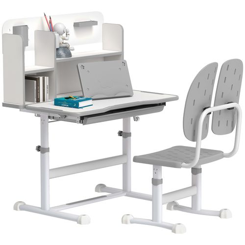 AIYAPLAY Kids Desk and Chair Set w/ Tiltable Desktop Reading Rack