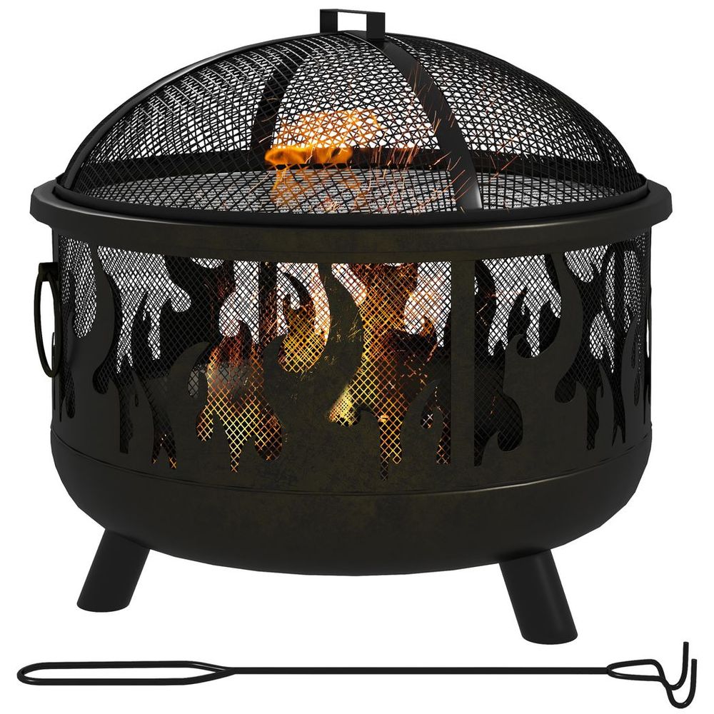 Outsunny 2-in-1 Outdoor Fire Pit & BBQ Cooker - 61.5cm Garden Heater