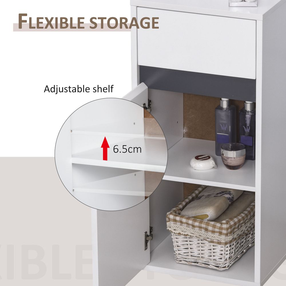 HOMCOM Modern Minimalistic Bathroom Storage Cabinet w/Drawer Cupboard Adjustable Shelf Door Home Organiser Sleek Beautiful Freestanding Compact White