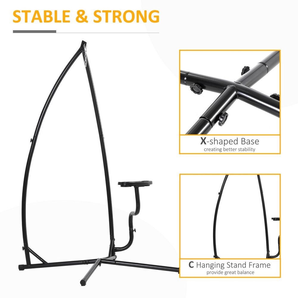 Hammock Chair Stand Heavy Duty Metal C-Stand Indoor/Outdoor - Premium Quality & Easy Assembly