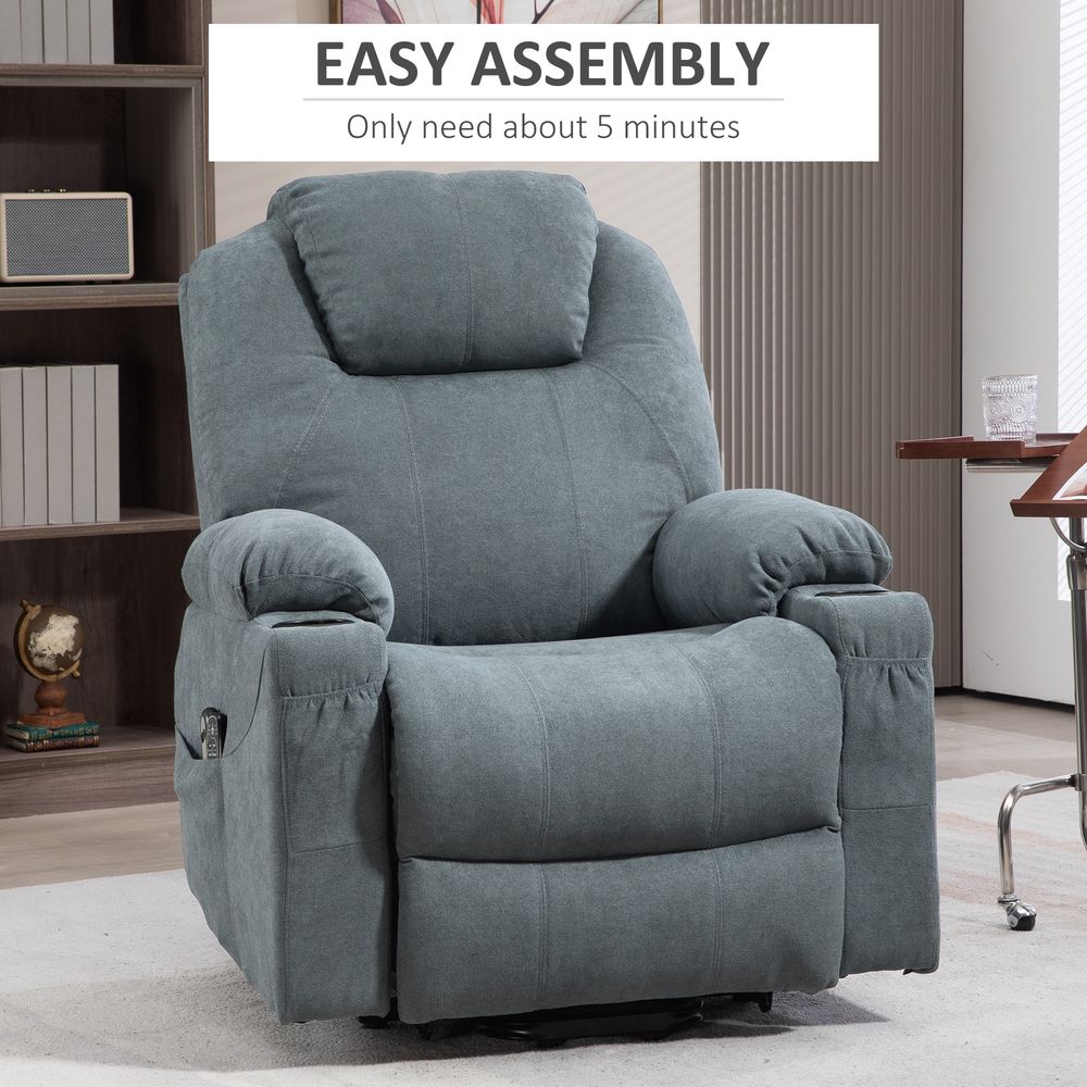 Luxury HOMCOM Lift Chair - Vibration Massage, Heat, Easy Assembly - Grey