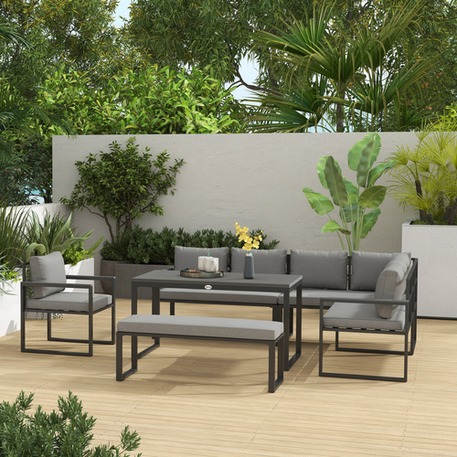 Outsunny 9 Seater Outdoor Corner Sofa Set with Wide and Deep Seats