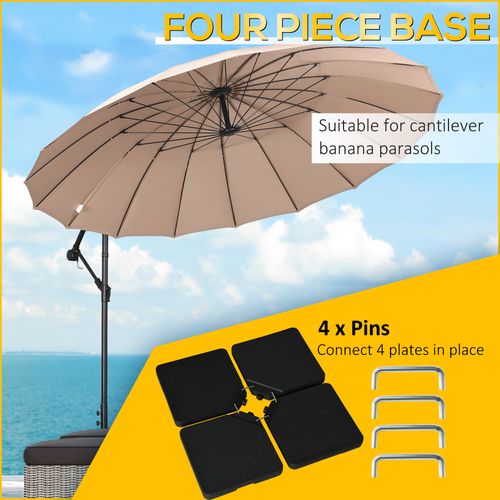 Outsunny Set of 4 Parasol Base Stand Weights for Cantilever Umbrella, Black