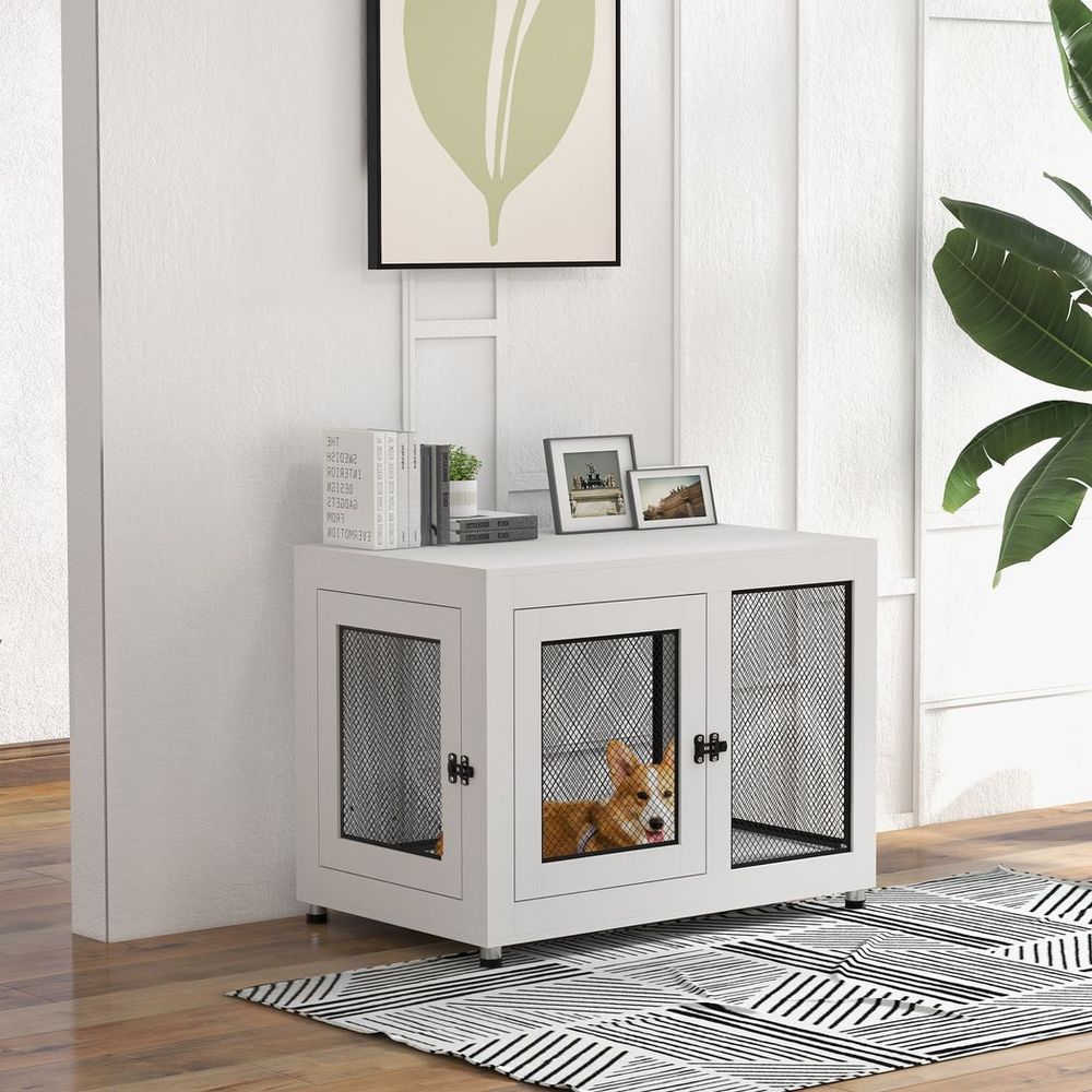 Premium Dog Kennel Furniture: Stylish End Table with Cushion for Medium and Large Dogs