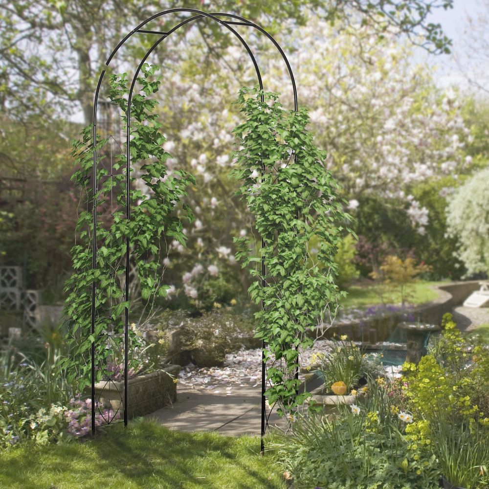 Vintage Garden Arch Trellis Rose Rose Plant Rack by Outsunny