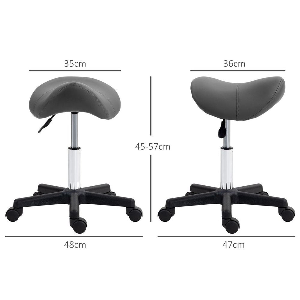 HOMCOM Saddle Stool Adjustable Rolling Salon Chair for Massage Spa Beauty Grey