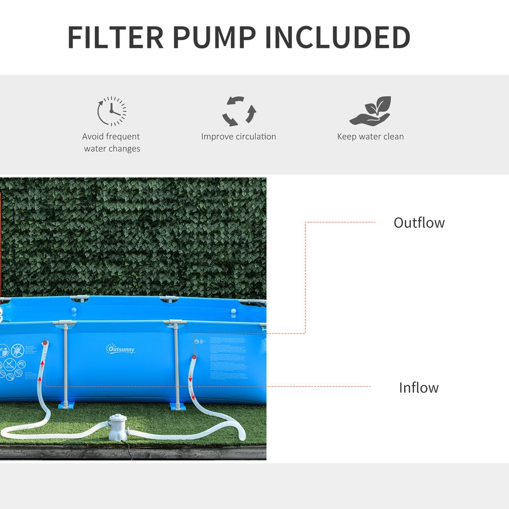 Premium Steel Frame Pool & Filter Pump Kit - Rust Resistant & Easy to Assemble - 315x225x75cm Blue