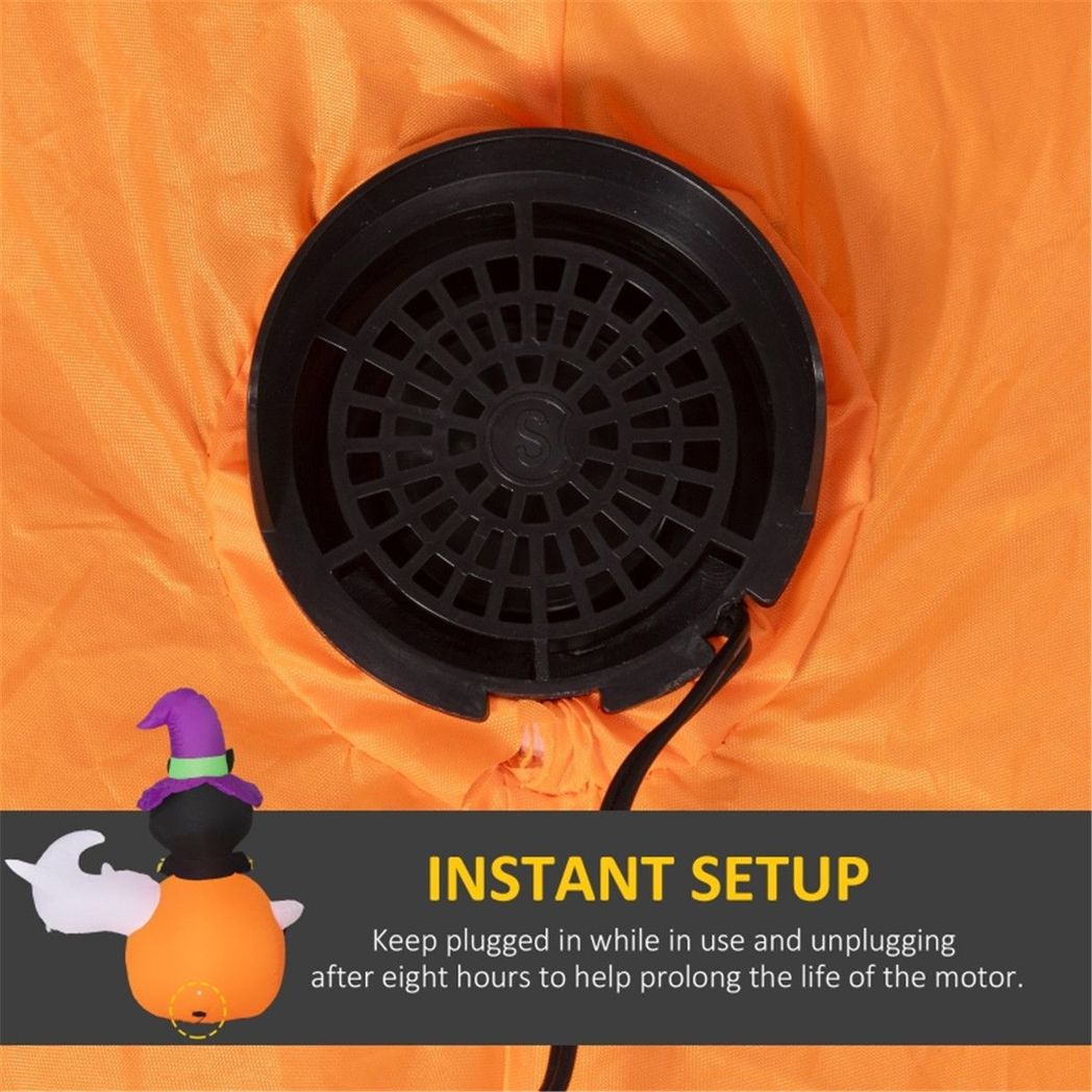 Halloween Decoration | 150cm tall black cat riding a pumpkin with a ghost design
