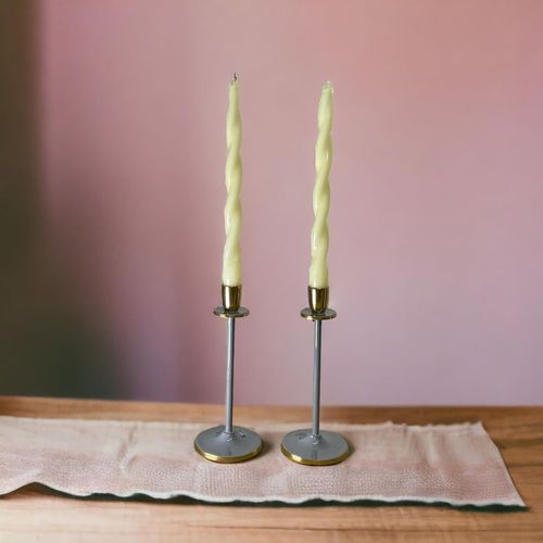 Glossy Grey Irina Candlestick, 20cm
