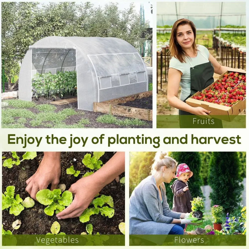 Premium 3x3x2m Polytunnel Greenhouse Tent - Steel Frame - White - High Quality - All Weather - Easy Access - Ventilated