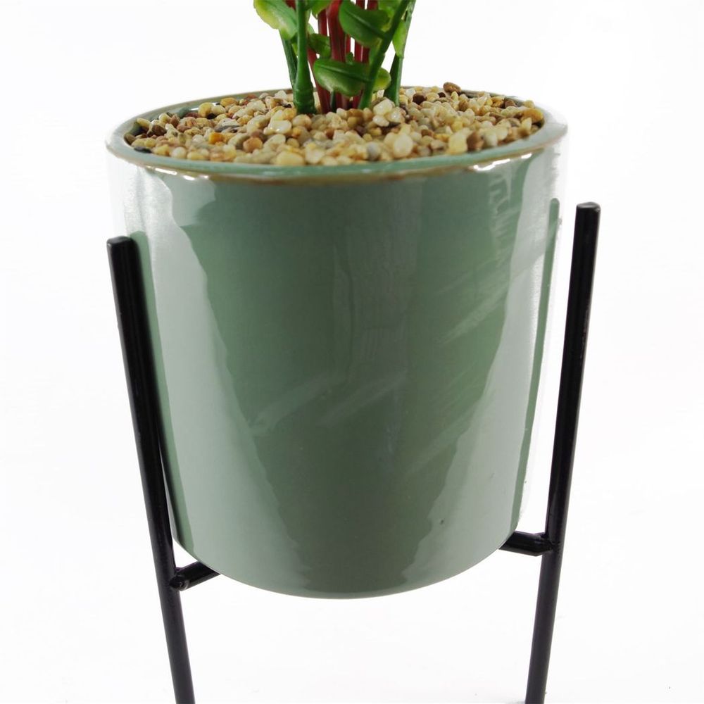 40cm Artificial Fern Plant: Ceramic Planter & Stand
