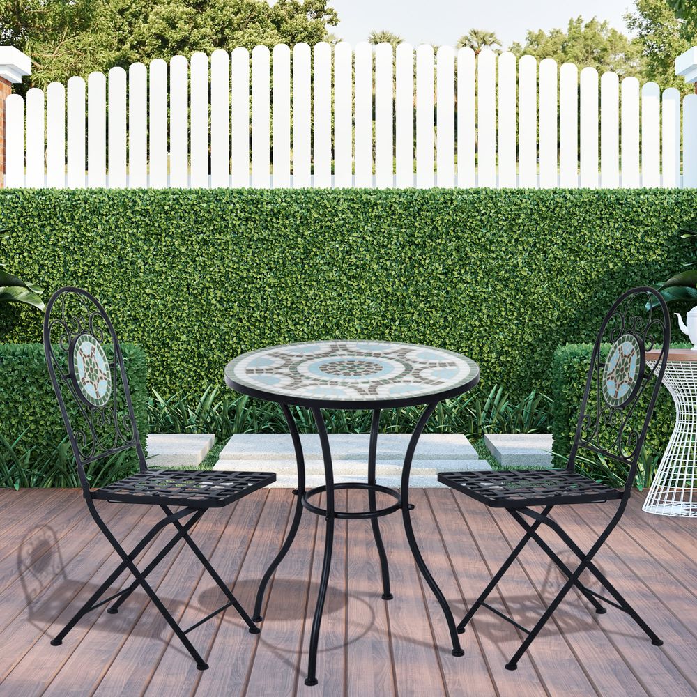 Premium 3pc Bistro Set: Folding Chairs, Patio Furniture, Outdoor - High Quality!