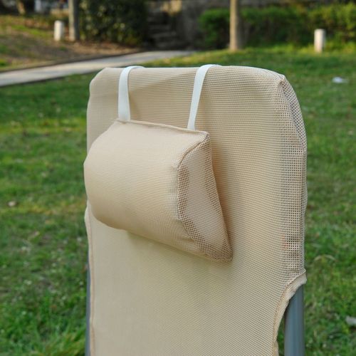 Outsunny Adjustable Sun Bed Garden Lounger Recliner Relaxing Camping Beige