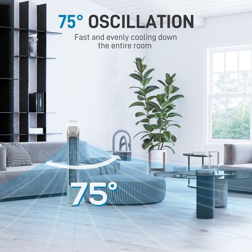 HOMCOM Oscillating Tower Fan Floor Fan with 4H Timer for Home Office White