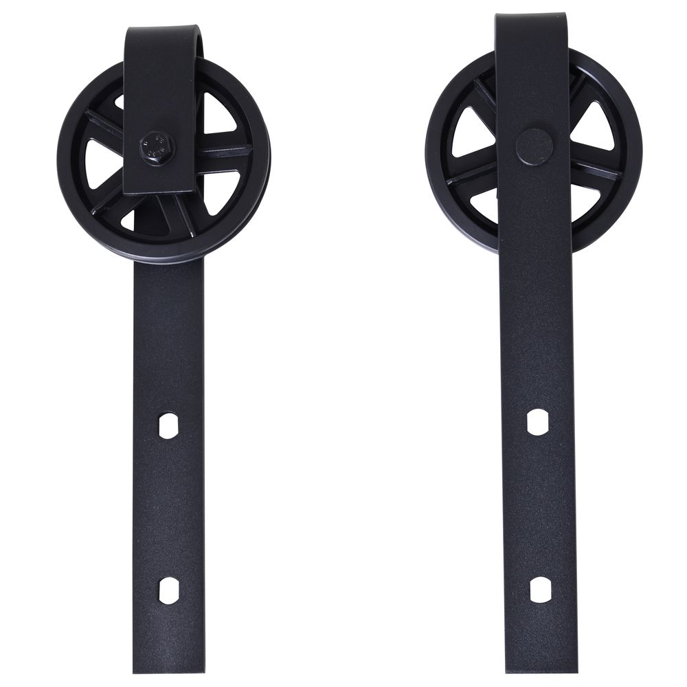 HOMCOM 6.6ft Sliding Wood Barn Door Hardware Kits Track Industrial Style A Set