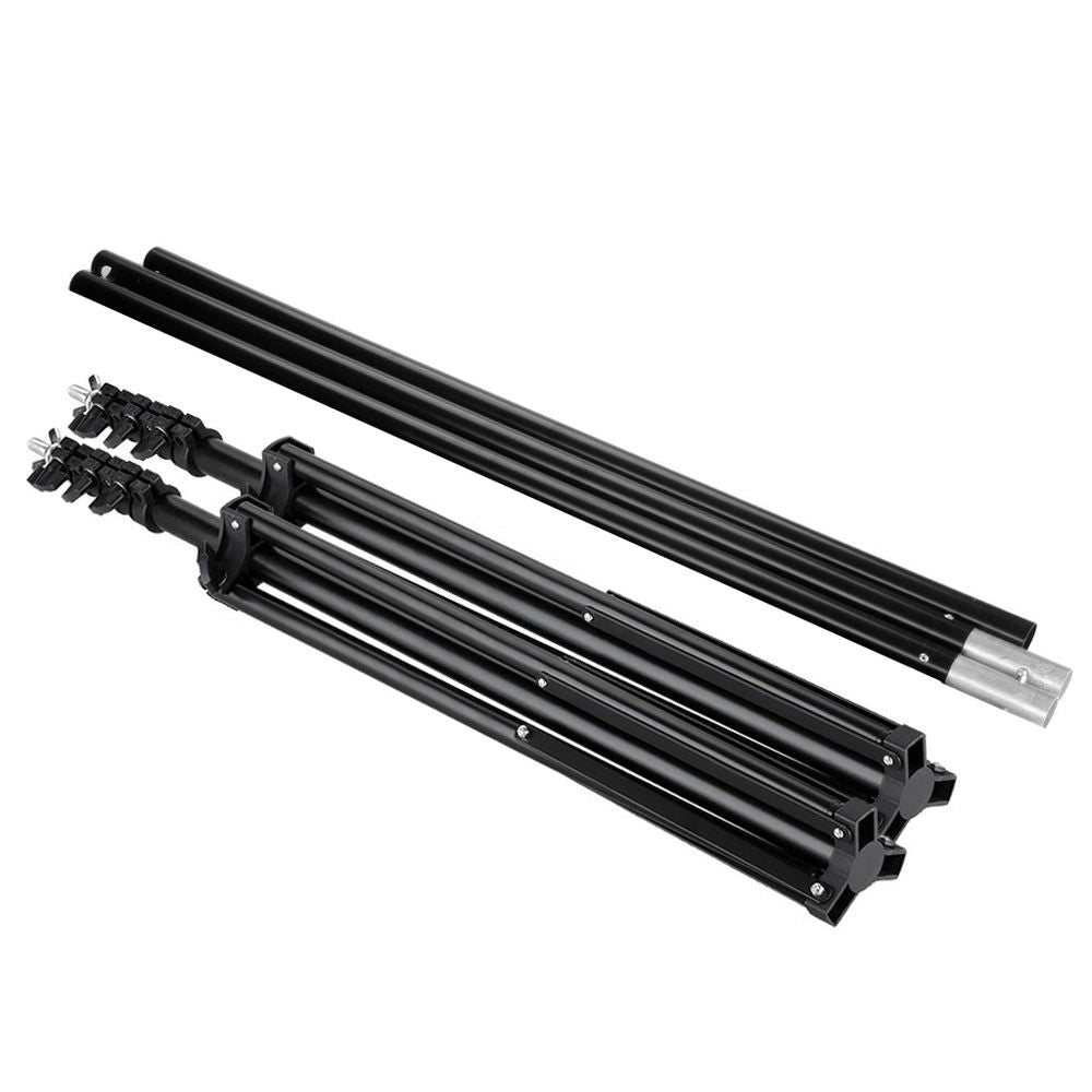 2*2M Backdrop Support Stand Set 3 Fish Mouth Clips Black