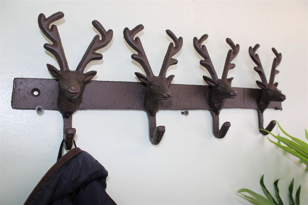 Rustic Reindeer Cast Iron Wall Hooks